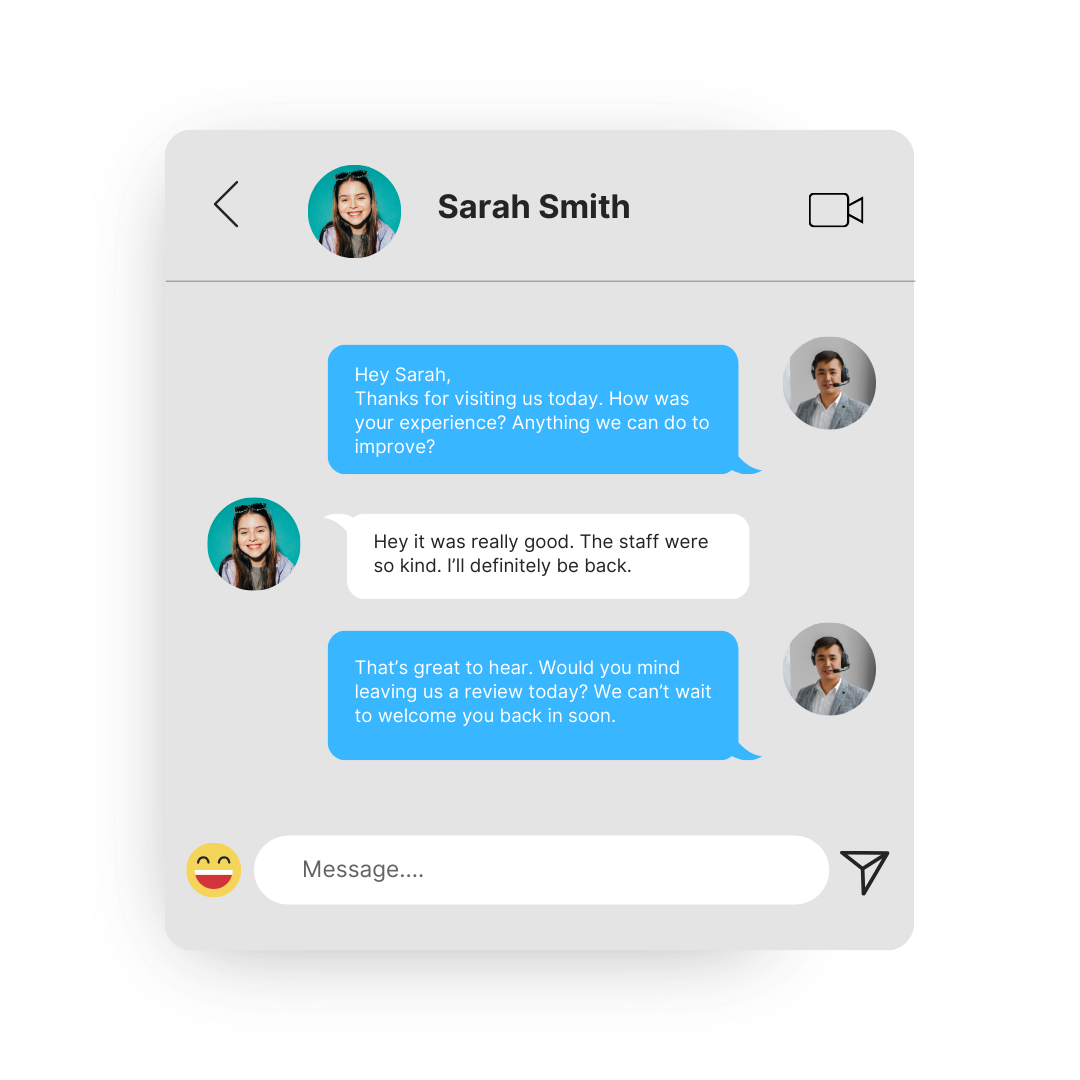 Automated message inviting a customer to return